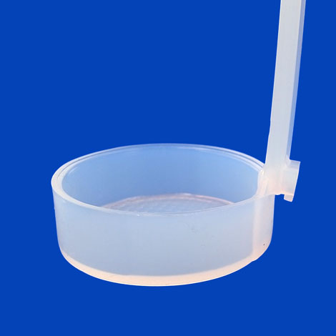 PFAふるい・ひしゃく/容器の淵に掛けるフックを成型